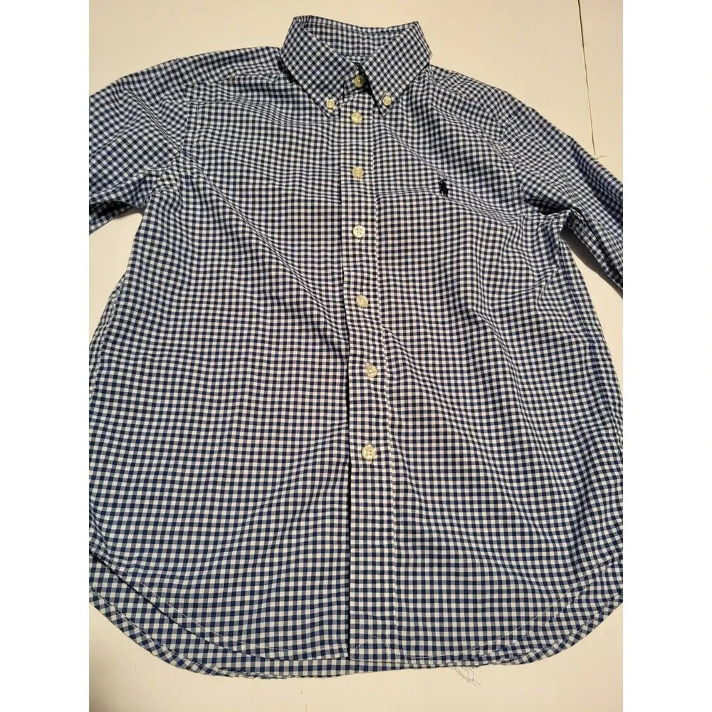 (#16) Polo By Ralph Lauren Blue/ White Long Sleeve Button Down Size M (10-12)